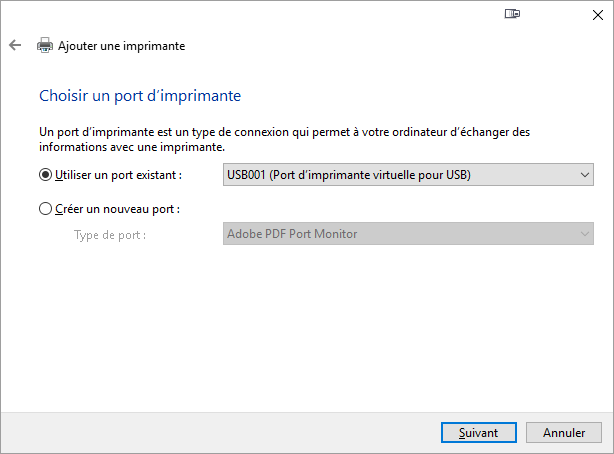 Choix du port